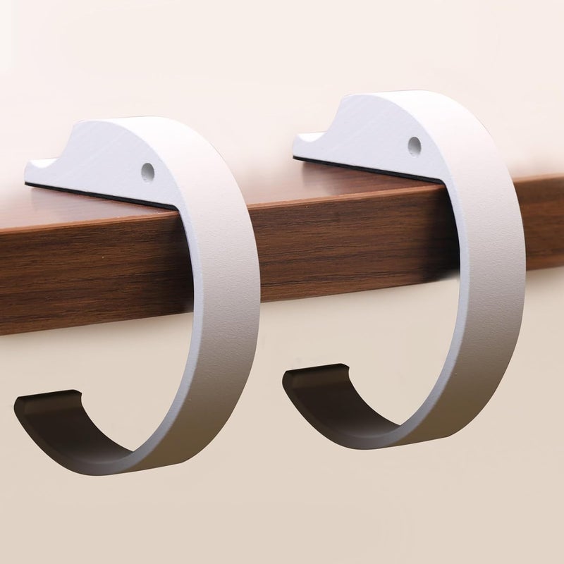 KIBBEH 2PCS Purse Hook for Table Purse Hanger for Desk Portable Desk Bag Hook Non-Slip Purse Holder for Table High-Strength Alloy Material for Durability Hangers for Table for Heavy Loads(White) - Image 1